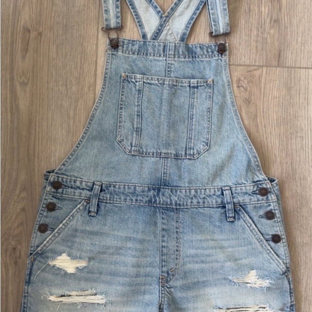 Abercrombie & Fitch Light Blue Denim Overalls